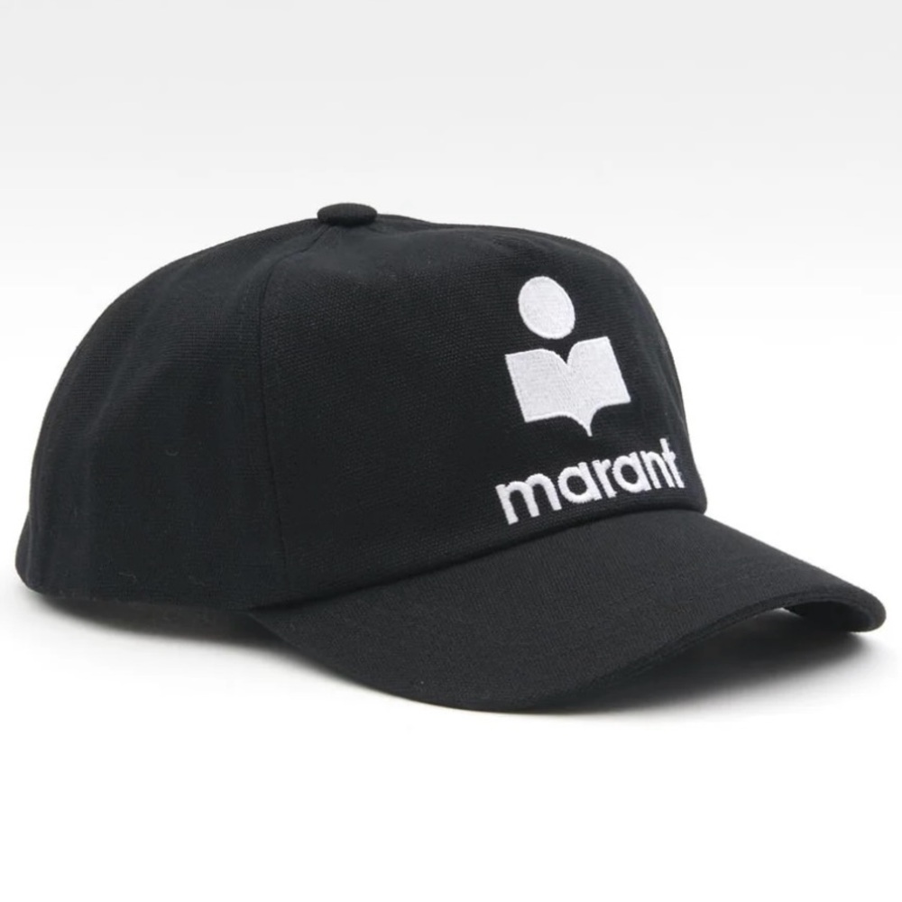 Isabel Marant Tyron Black Cap with White Embroidered Logo